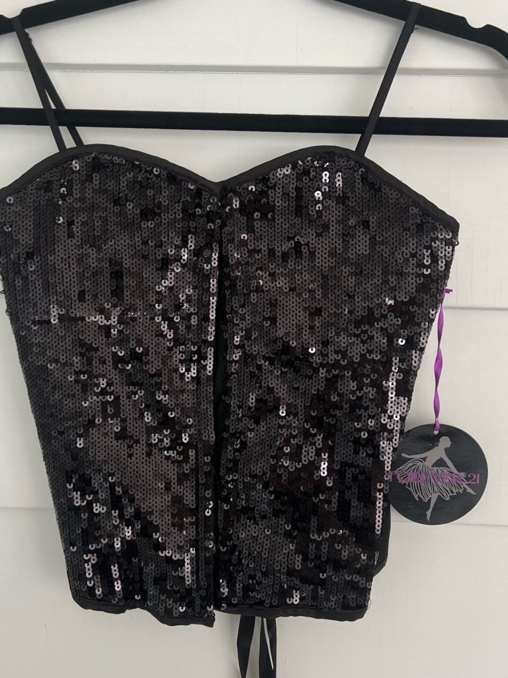 NWT Vintage Forever21 Black Sequin Bustier Corset Top